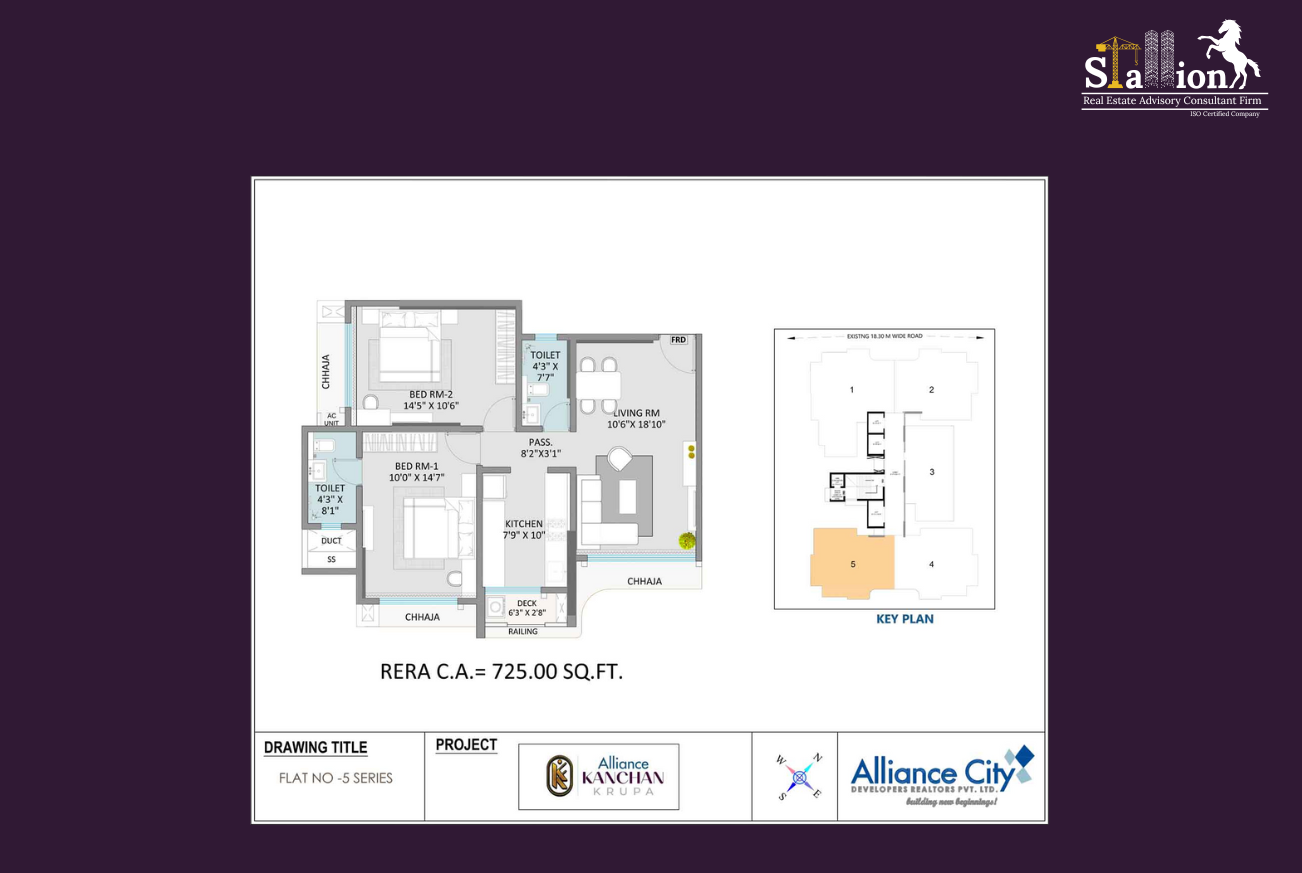 2 BHK Floor Plan 725 SQ.FT
